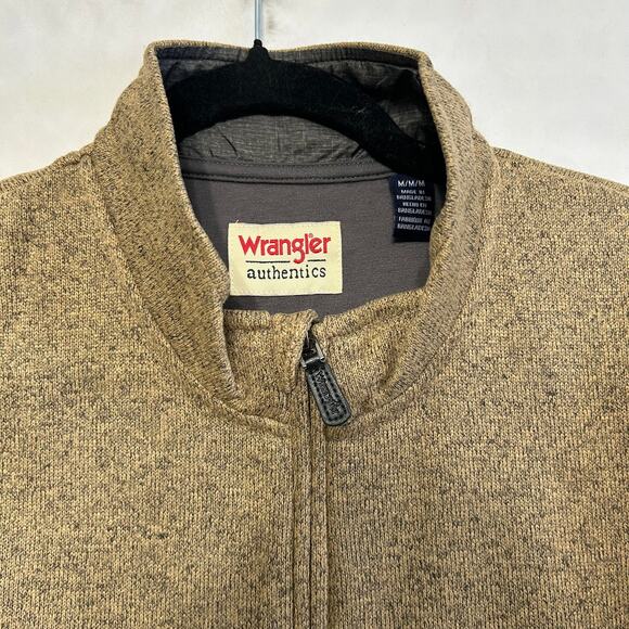 Wrangler Authentics Long Sleeve Fleece Quarter Zip Pullover NWT Men's Sz M Brown - Picture 5 of 6